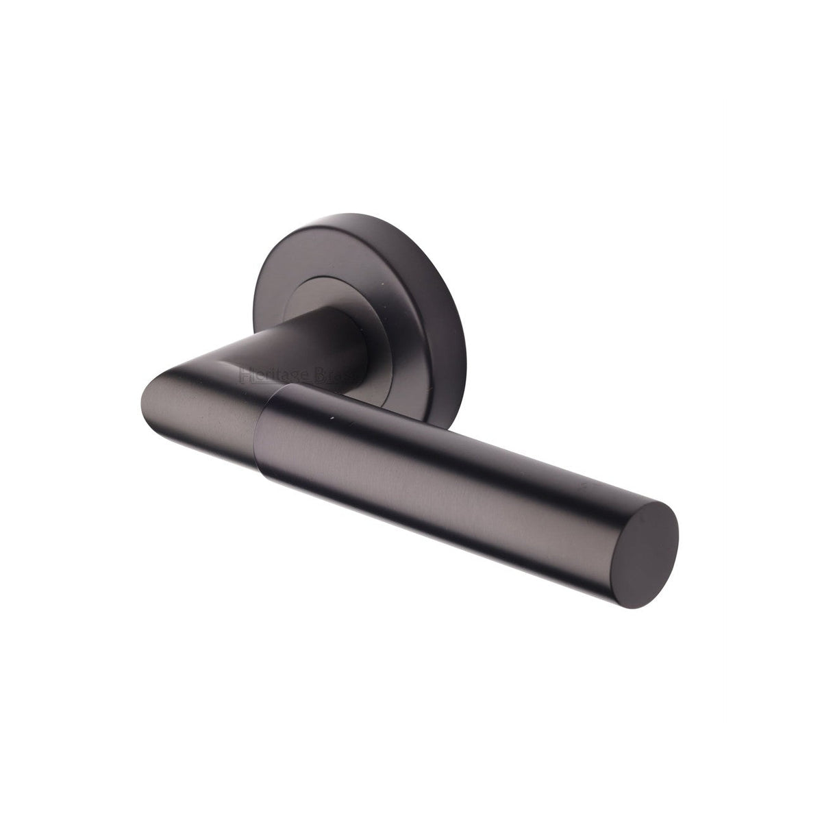 Bauhaus Mitre Door Handle on Round Rose by M Marcus - Heritage Brass