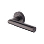 Bauhaus Mitre Door Handle on Round Rose by M Marcus - Heritage Brass