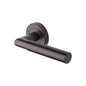 Bauhaus Mitre Reeded Door Handle on Round Rose by M Marcus - Heritage Brass