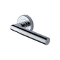 Bauhaus Mitre Reeded Door Handle on Round Rose by M Marcus - Heritage Brass