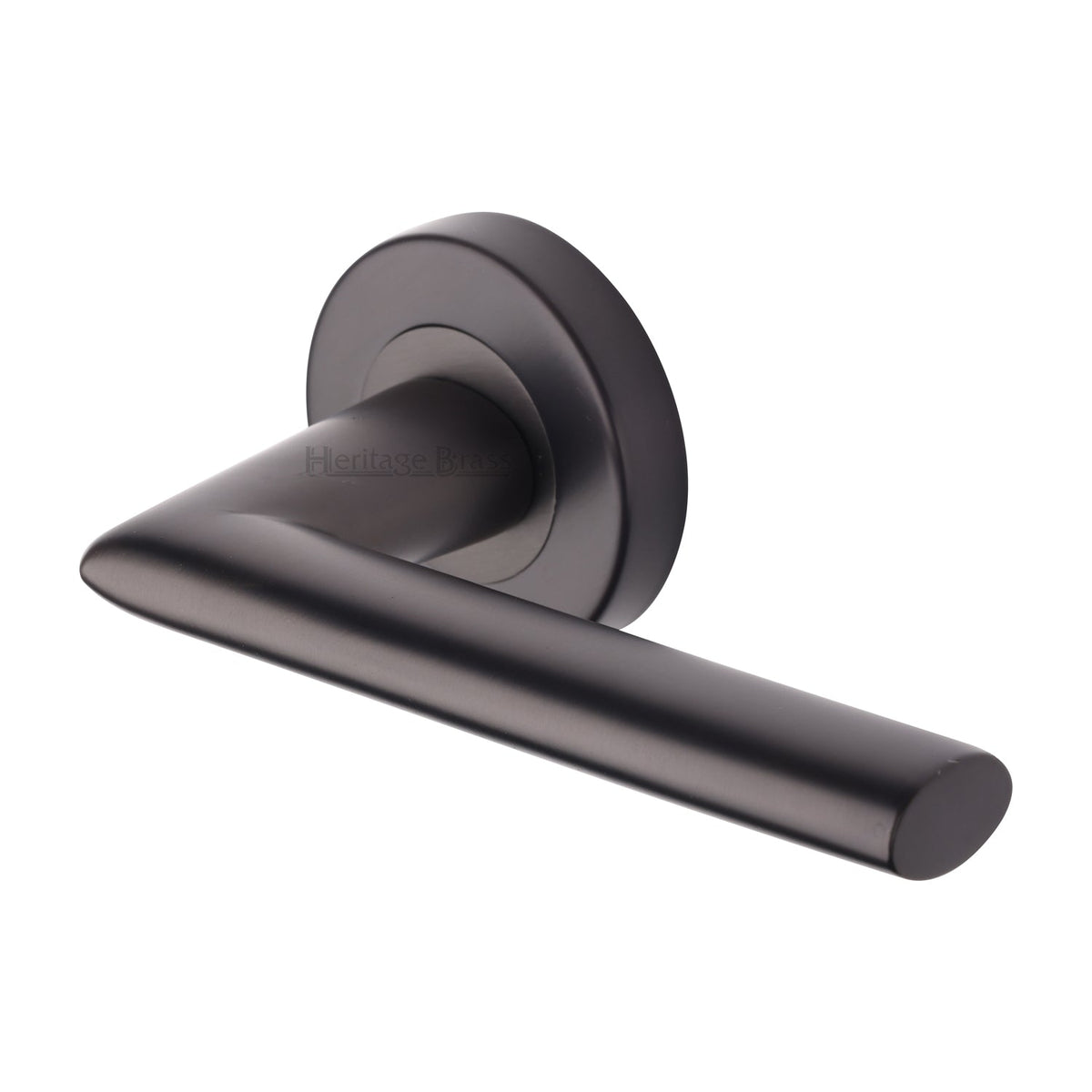 Admiralty Door Handle on Round Rose by M Marcus - Heritage Brass
