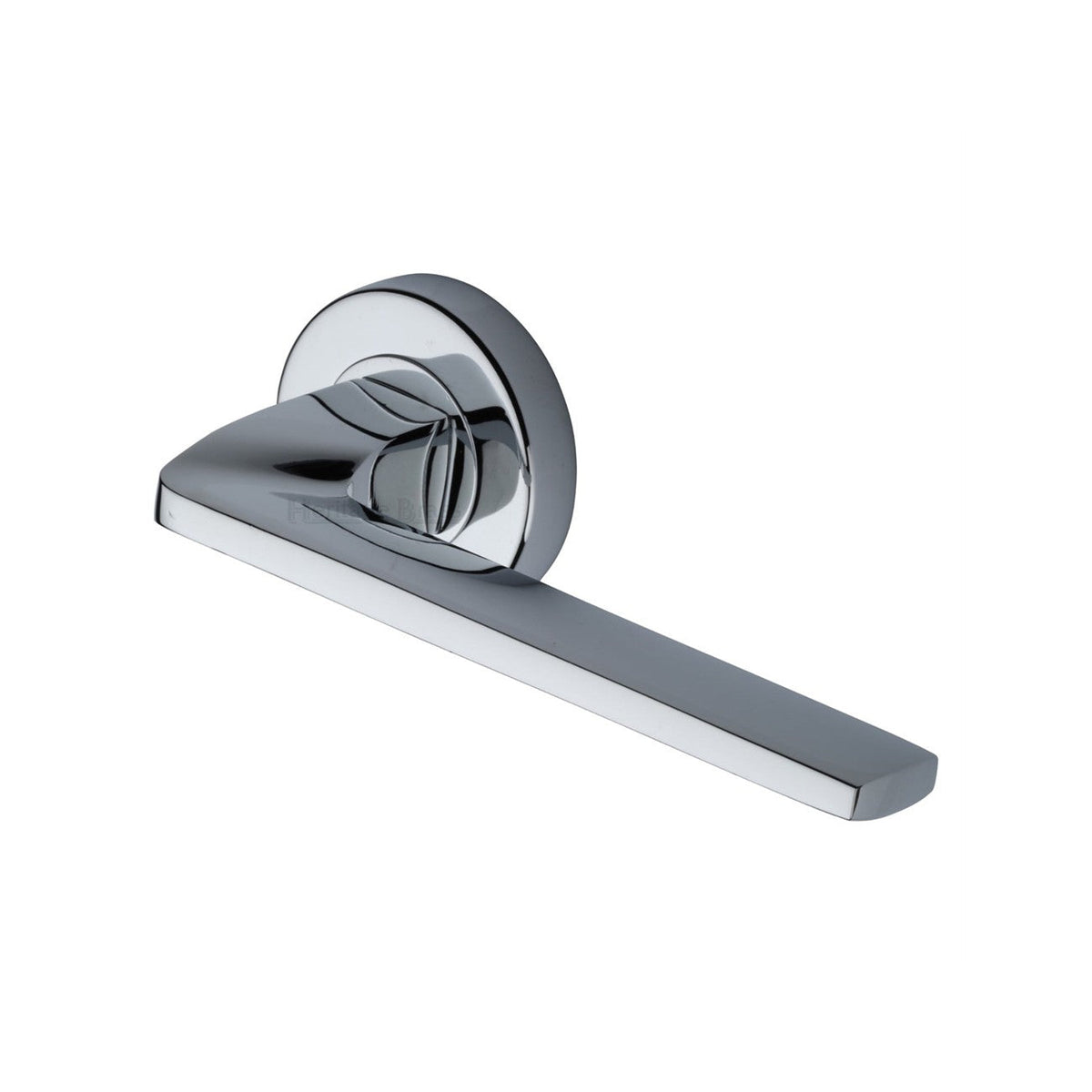 Metro Angled Door Handle on Round Rose by M Marcus - Heritage Brass