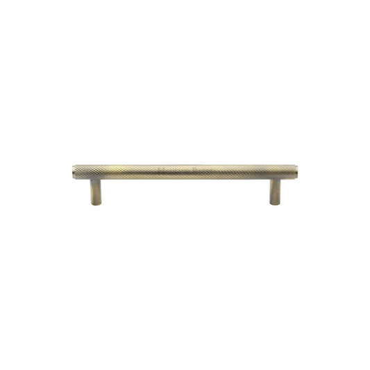 Knurled Cabinet Pull Handle - Antique Brass - 128 mm
