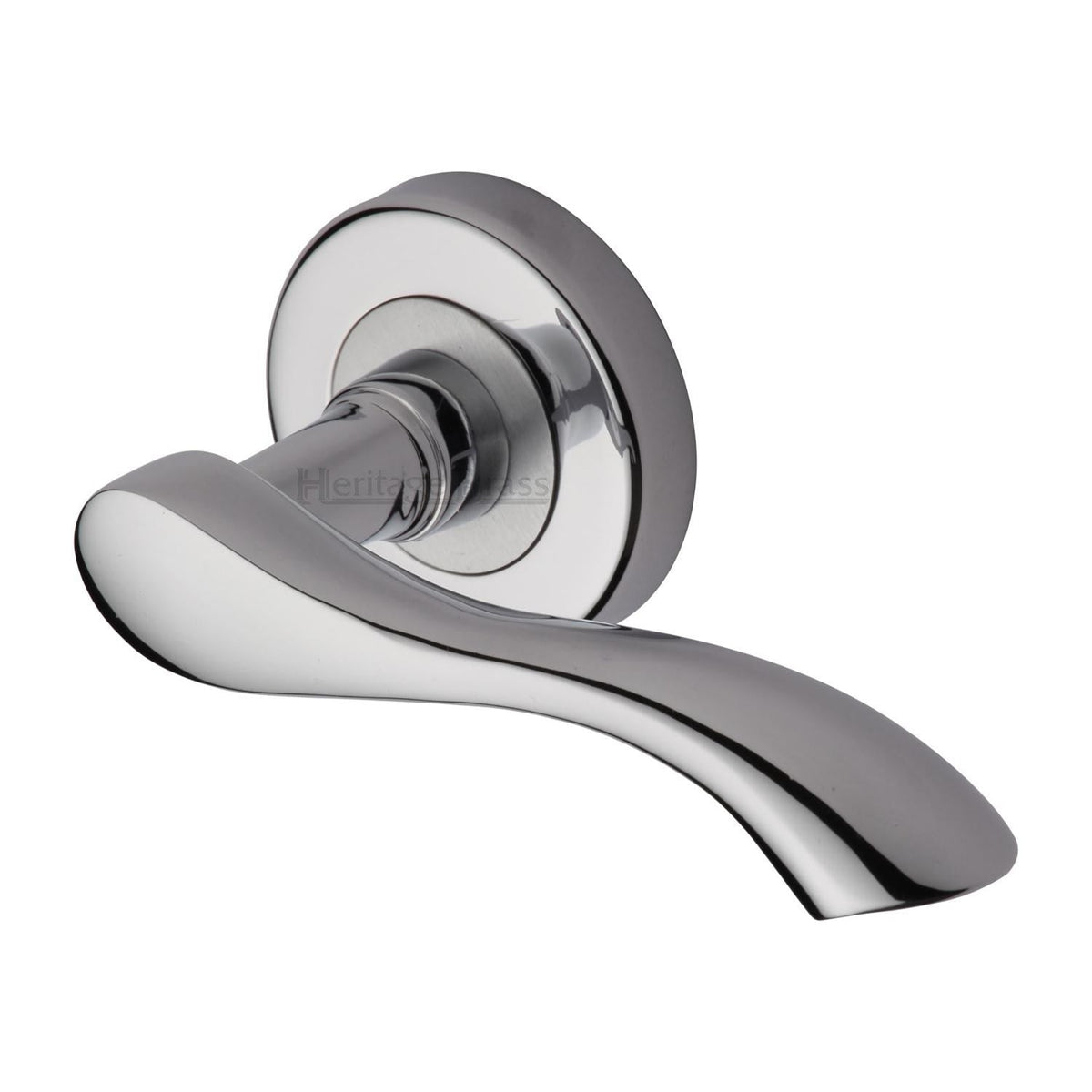 Algarve Door Handle on Round Rose by M Marcus - Heritage Brass