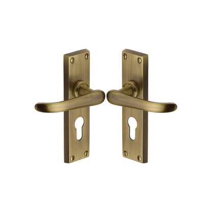 Windsor Door Handle on Plate by M Marcus - Heritage Brass