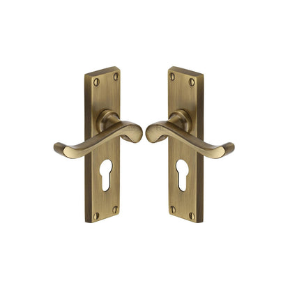 Bedford Door Handle on Plate by M Marcus - Heritage Brass