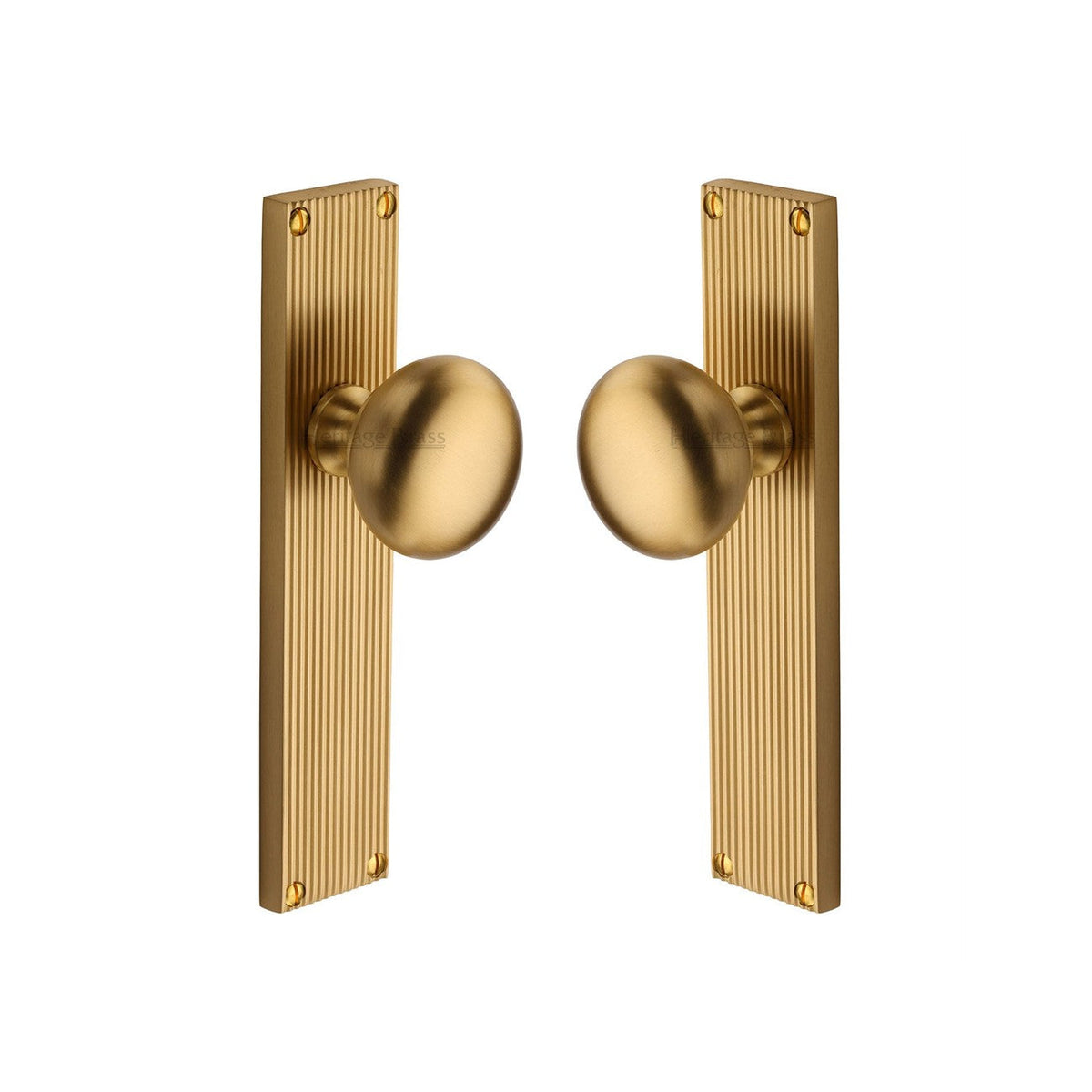 Victoria Reeded Mortice Knob on Plate by M Marcus - Heritage Brass