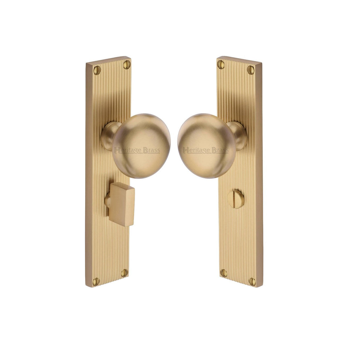 Victoria Reeded Mortice Knob on Plate by M Marcus - Heritage Brass
