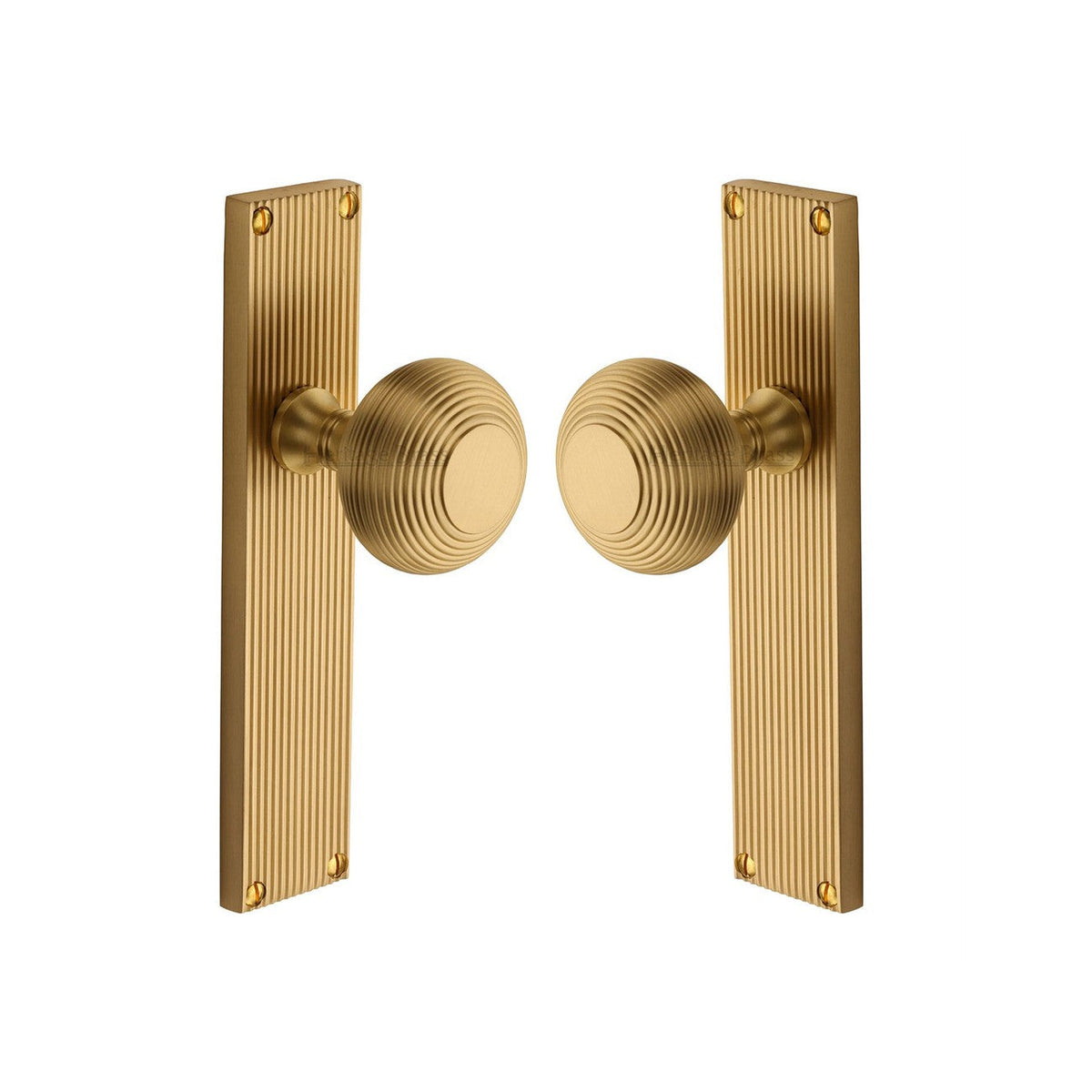Beehive Reeded Mortice Knob on Plate by M Marcus - Heritage Brass