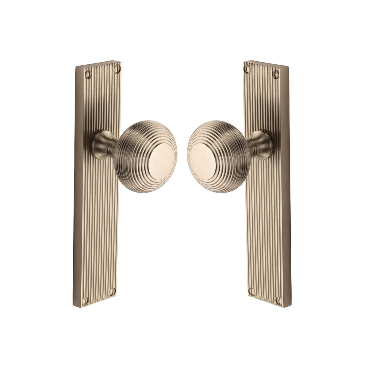 Beehive Reeded Mortice Knob on Plate by M Marcus - Heritage Brass