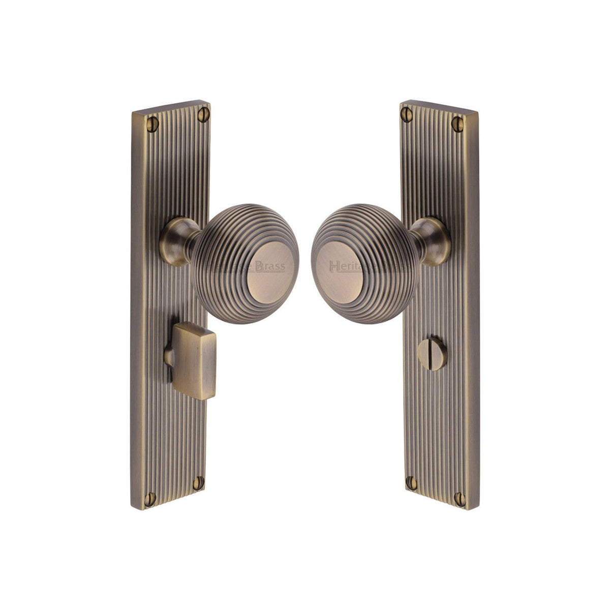 Beehive Reeded Mortice Knob on Plate by M Marcus - Heritage Brass
