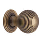 Reeded Cabinet Knob with Base by M Marcus - Heritage Brass