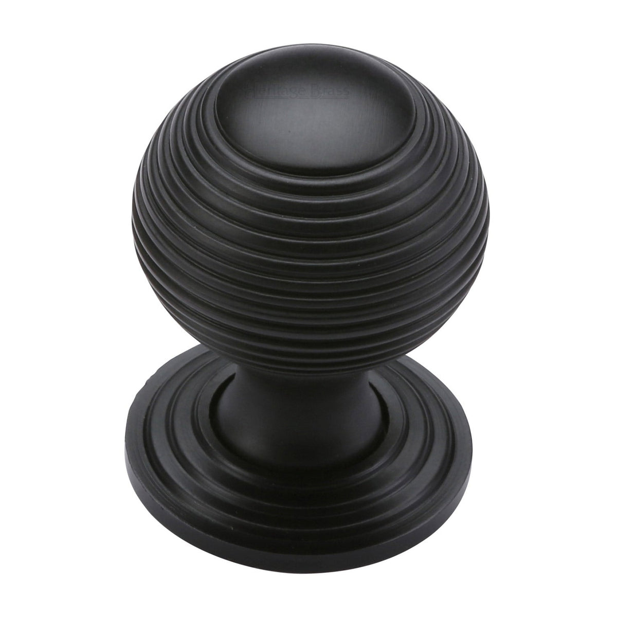 Reeded Cabinet Knob with Base by M Marcus - Heritage Brass