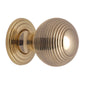 Reeded Cabinet Knob with Base by M Marcus - Heritage Brass