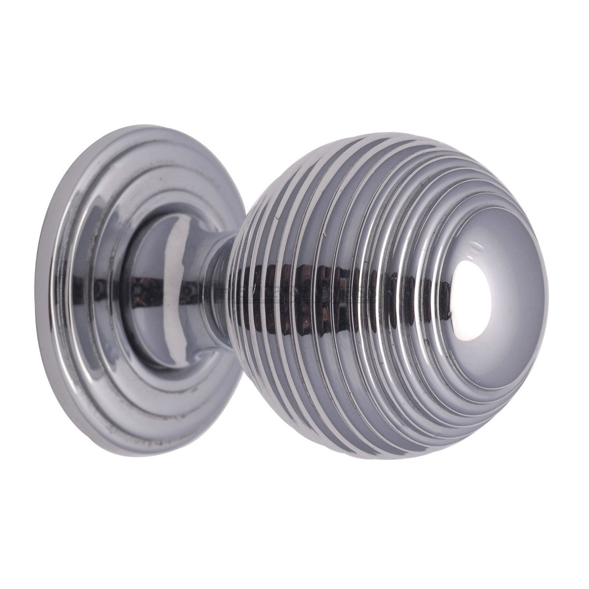 Reeded Cabinet Knob with Base by M Marcus - Heritage Brass