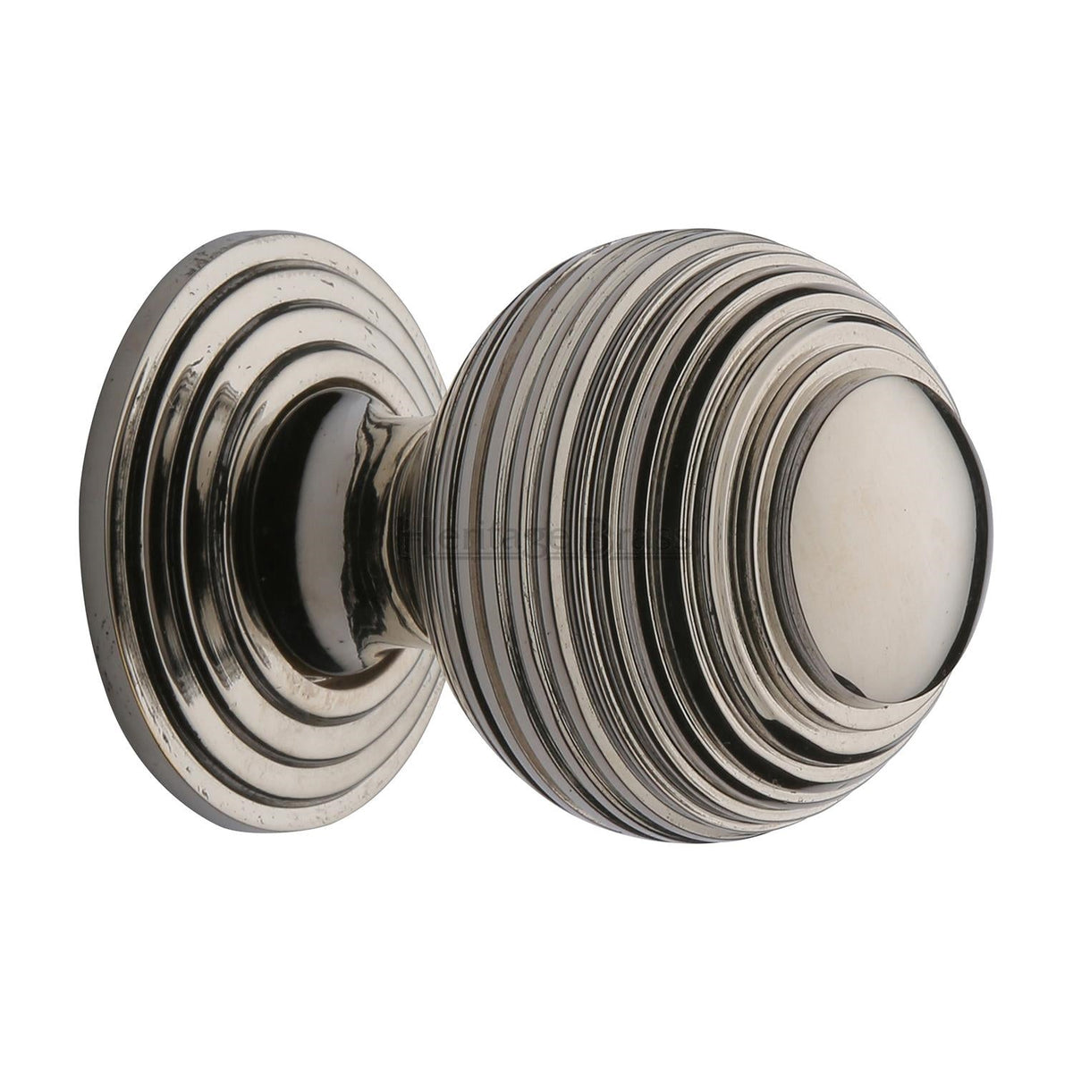 Reeded Cabinet Knob with Base by M Marcus - Heritage Brass