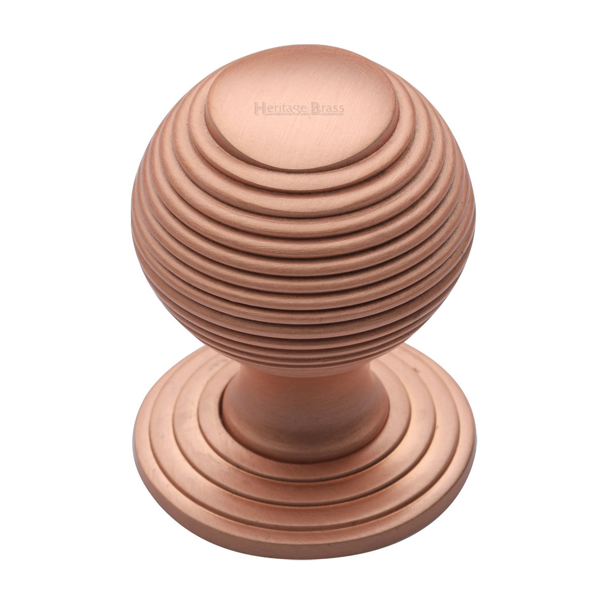 Reeded Cabinet Knob with Base by M Marcus - Heritage Brass