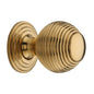 Reeded Cabinet Knob with Base by M Marcus - Heritage Brass