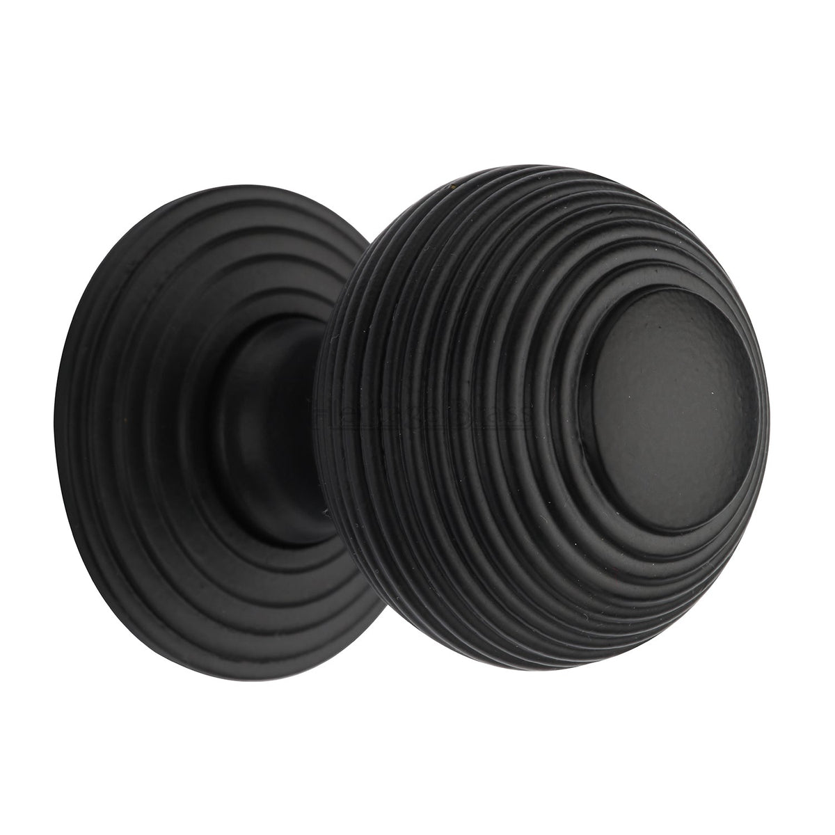 Reeded Cabinet Knob with Base by M Marcus - Heritage Brass