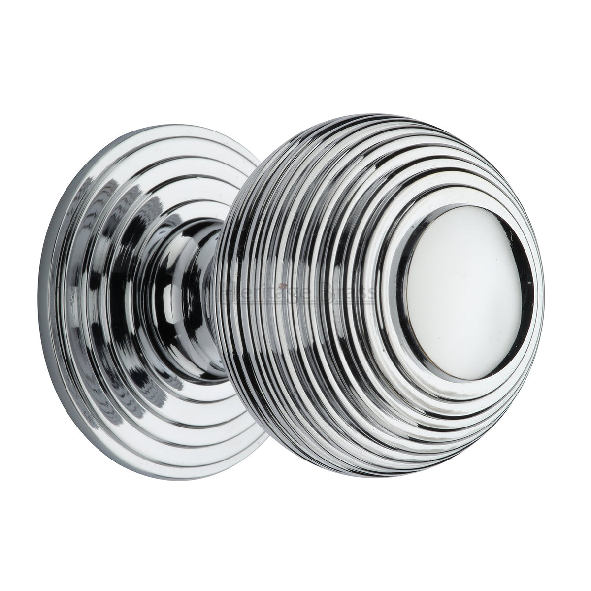 Reeded Cabinet Knob with Base by M Marcus - Heritage Brass