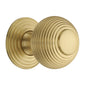 Reeded Cabinet Knob with Base by M Marcus - Heritage Brass
