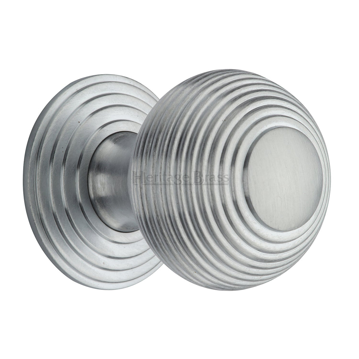Reeded Cabinet Knob with Base by M Marcus - Heritage Brass