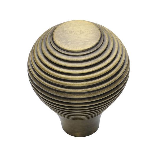 Reeded Cabinet Knob by M Marcus - Heritage Brass