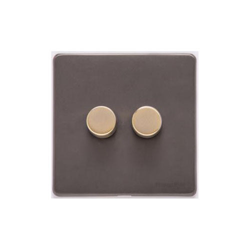 Verona Range Switches & Sockets - 2 Gang Dimmer 250 watts (Compatible with halogen/ incandescent bulbs) by Heritage Brass By M-Marcus