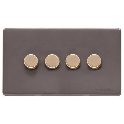 Verona Range Switches & Sockets - 4 Gang TED Dimmer (Compatible with LED Lamps) by Heritage Brass By M-Marcus