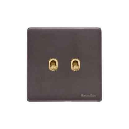 Verona Range Switches & Sockets - 2 Gang Stockholm Toggle by Heritage Brass By M-Marcus
