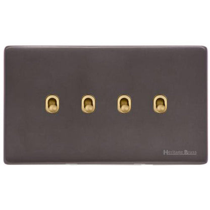 Verona Range Switches & Sockets - 4 Gang Stockholm Toggle by Heritage Brass By M-Marcus
