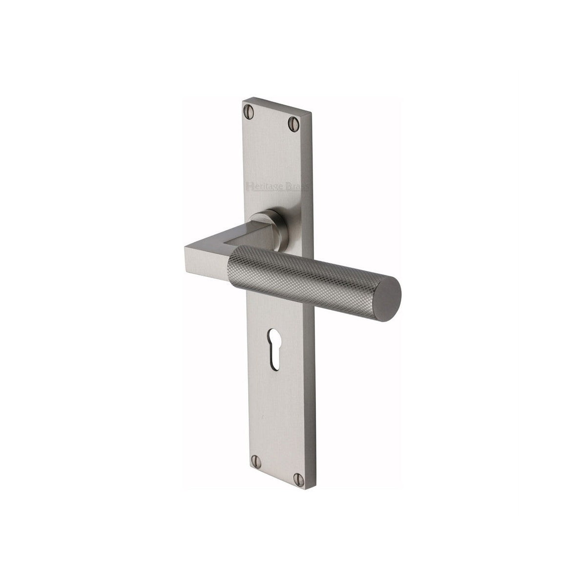 Bauhaus Knurled Door Handle on Plate by M Marcus - Heritage Brass