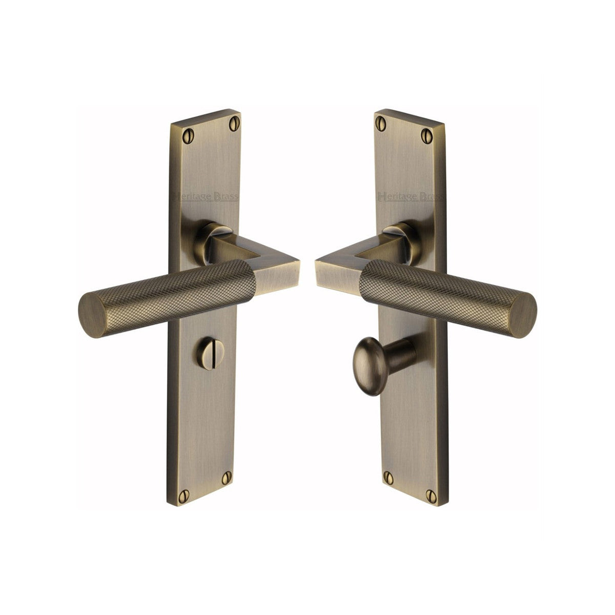 Bauhaus Knurled Door Handle on Plate by M Marcus - Heritage Brass
