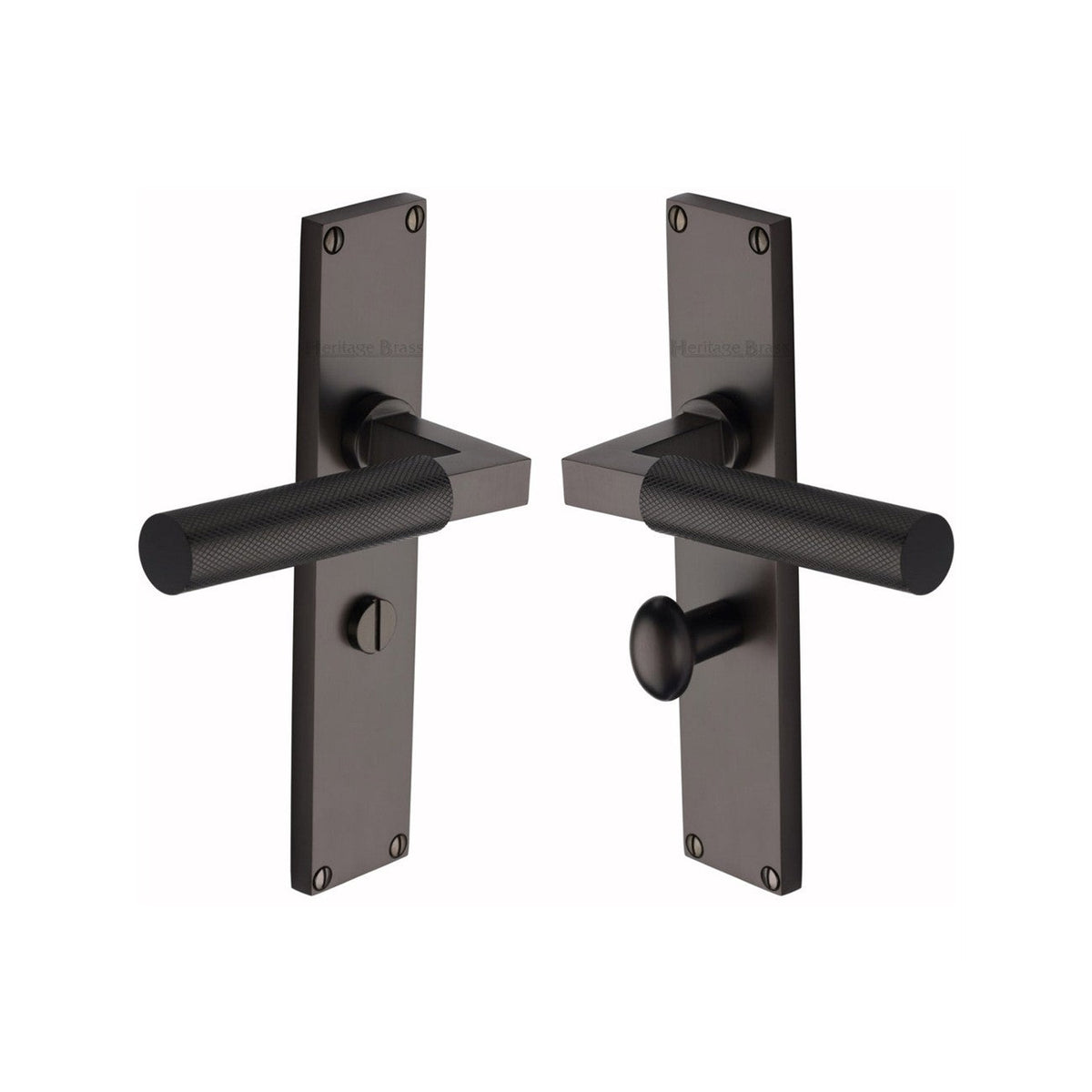 Bauhaus Knurled Door Handle on Plate by M Marcus - Heritage Brass