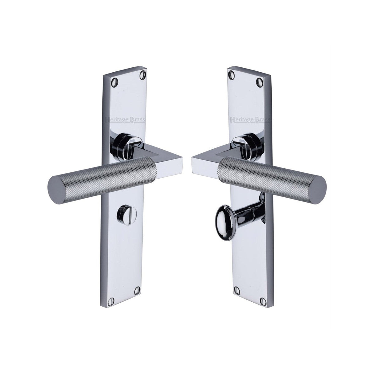 Bauhaus Knurled Door Handle on Plate by M Marcus - Heritage Brass