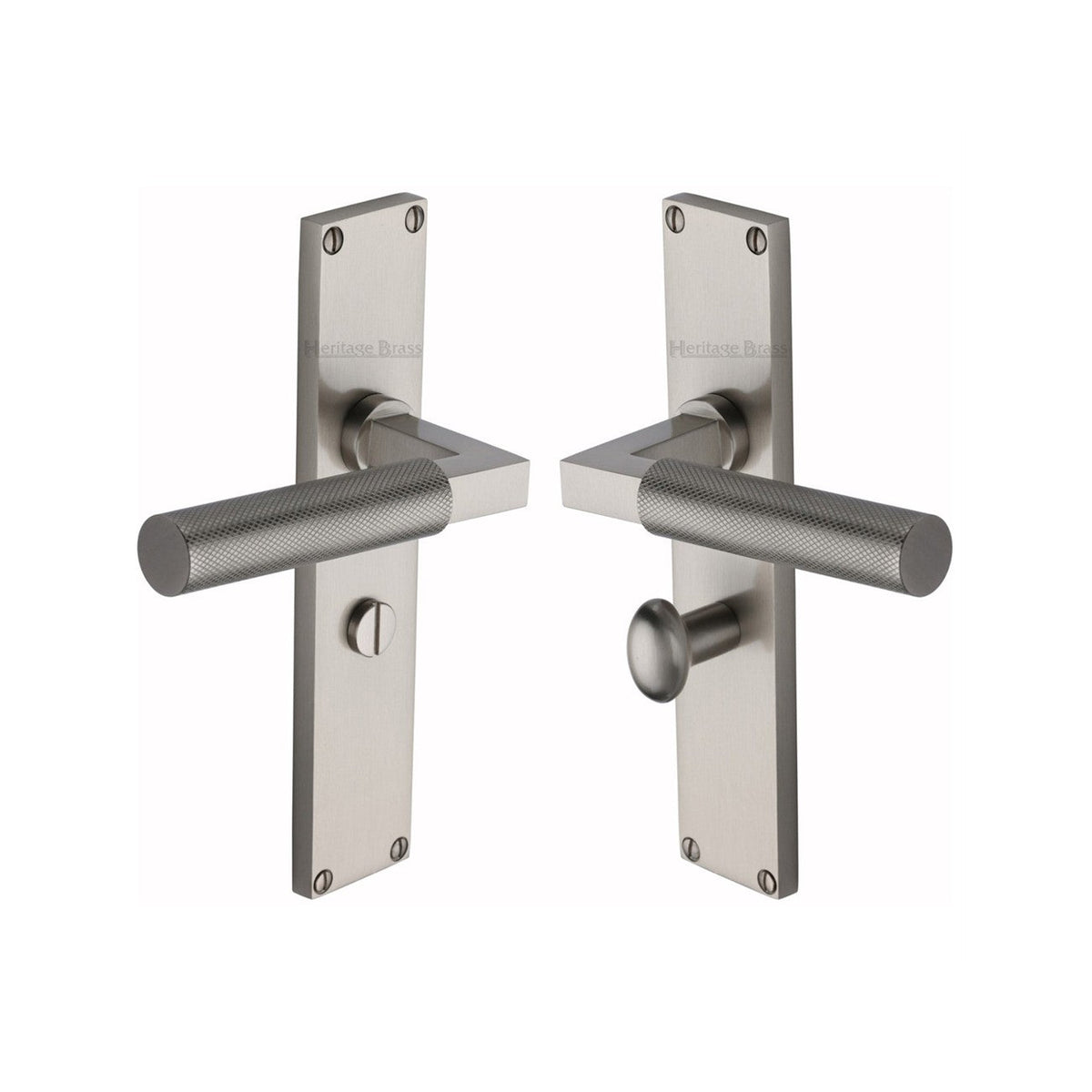 Bauhaus Knurled Door Handle on Plate by M Marcus - Heritage Brass