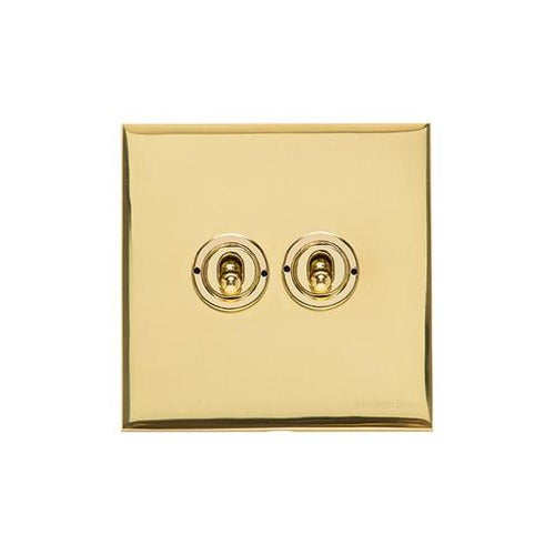 Winchester Range Polished Brass Switches & Sockets, W01 - 2 Gang Toggle Switch by Heritage Brass By M-Marcus