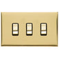 Winchester Range Polished Brass Switches & Sockets, W01 - 3 Gang Rocker Switch Twin Plate by Heritage Brass By M-Marcus