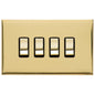 Winchester Range Polished Brass Switches & Sockets, W01 - 4 Gang Rocker Switch by Heritage Brass By M-Marcus