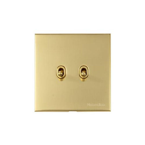 Winchester Range Polished Brass Switches & Sockets, W01 - 2 Gang Stockholm Toggle by Heritage Brass By M-Marcus