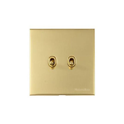 Winchester Range Polished Brass Switches & Sockets, W01 - 2 Gang Stockholm Toggle by Heritage Brass By M-Marcus