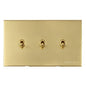 Windsor Range Polished Brass Switches & Sockets, WN1 - 3 Gang Stockholm Toggle by Heritage Brass By M-Marcus