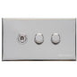Winchester Range Polished Chrome Switches & Sockets, W02 - 3G Mixed Toggle Dimmer Switch 1xToggle 2xTED by Heritage Brass By M-Marcus
