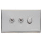 Winchester Range Polished Chrome Switches & Sockets, W02 - 3G Mixed Toggle Dimmer Switch 2xToggle 1xTED by Heritage Brass By M-Marcus