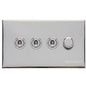 Winchester Range Polished Chrome Switches & Sockets, W02 - 4G Mixed Toggle Dimmer Switch 3xToggle 1xTED by Heritage Brass By M-Marcus