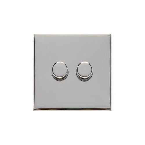 Winchester Range Polished Chrome Switches & Sockets, W02 - 2 Gang Dimmer 250 watts (Compatible with halogen/ incandescent bulbs) by Heritage Brass By M-Marcus
