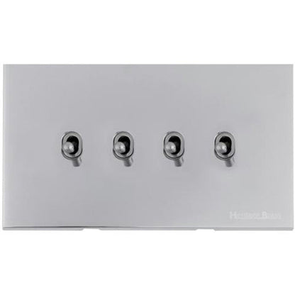 Winchester Range Polished Chrome Switches & Sockets, W02 - 4 Gang Stockholm Toggle by Heritage Brass By M-Marcus
