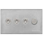 Winchester Range Satin Chrome Switches & Sockets, W03 - 4G Mixed Toggle Dimmer Switch 3xToggle 1xTED by Heritage Brass By M-Marcus