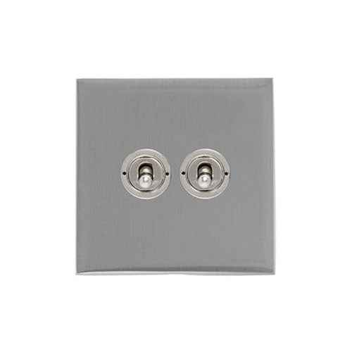 Winchester Range Satin Chrome Switches & Sockets, W03 - 2 Gang Toggle Switch by Heritage Brass By M-Marcus
