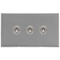 Winchester Range Satin Chrome Switches & Sockets, W03 - 3 Gang Toggle Switch by Heritage Brass By M-Marcus